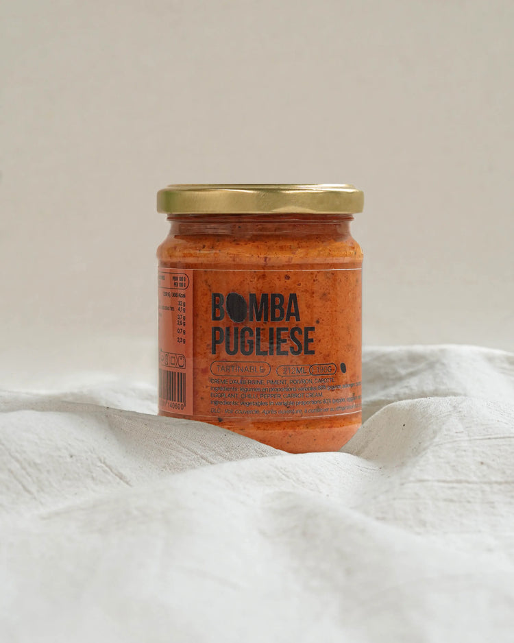 Bomba pugliese - Crème aubergine, piment, poivron et carotte 190g