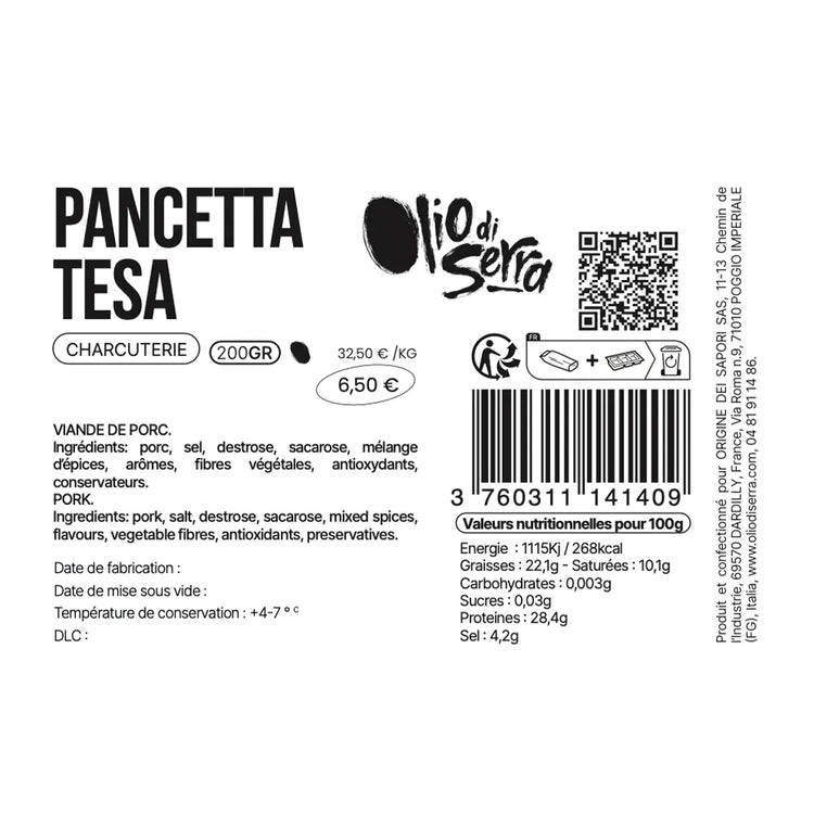 Pancetta Tesa - Pancetta du Gargano - 200g
