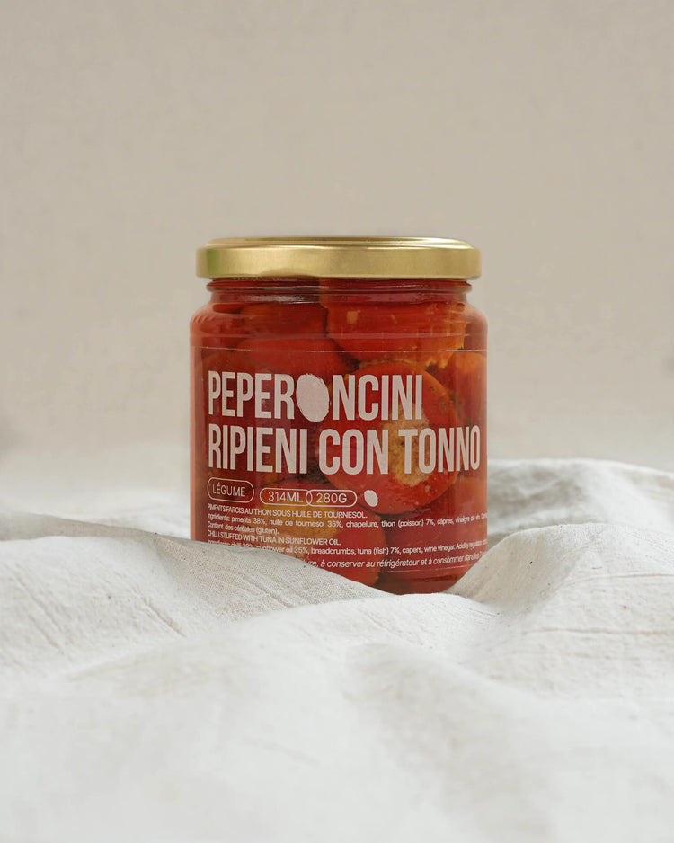 Piments farçis au thon sous huile de tournesol - Peperoncini ripieni con tonno - 280g