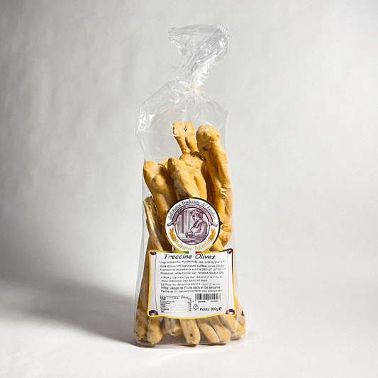 Treccine alle olive - Gressins apéritifs aux olives noires - 300g