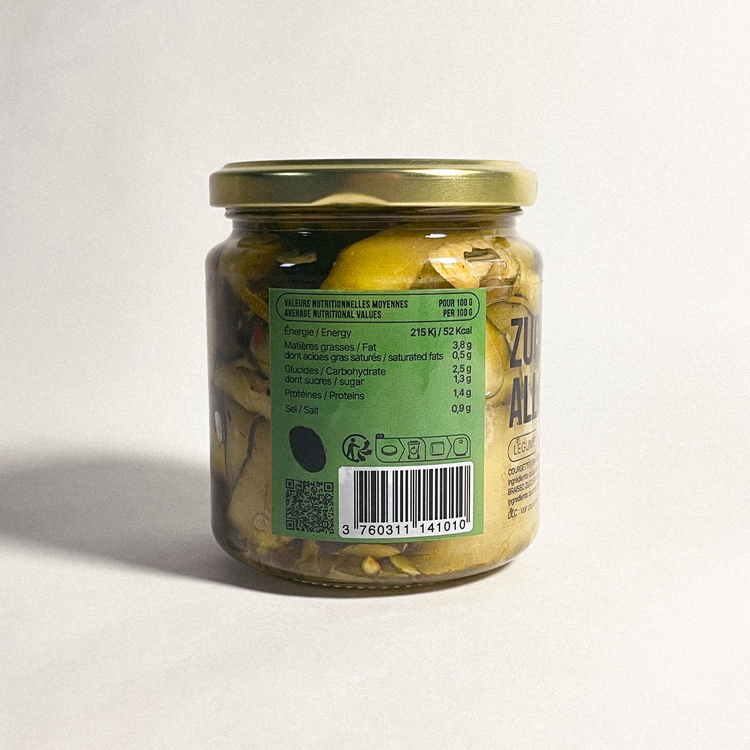 Zucchine alla brace - Courgettes braisées sous huile d'olive - 280g