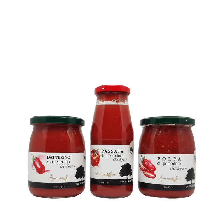 Lot de 3 sauces tomates - Purée, pulpe et tomates en sauce