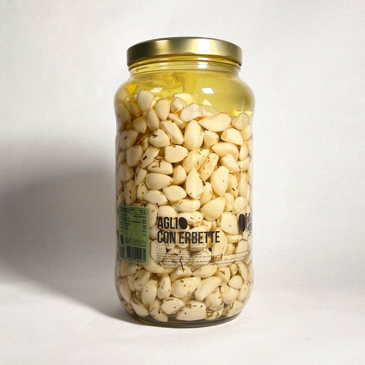 Aglio con erbette - Ail avec herbes sous huile de tournesol - 2800g