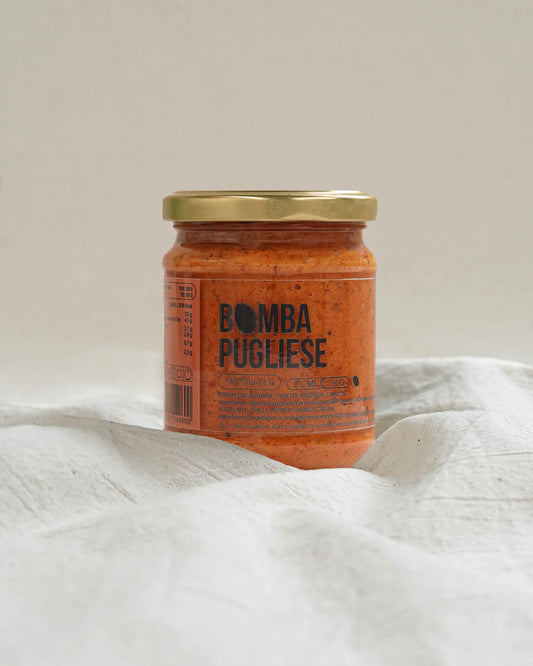 Bomba pugliese - Crème aubergine, piment, poivron et carotte (190g)