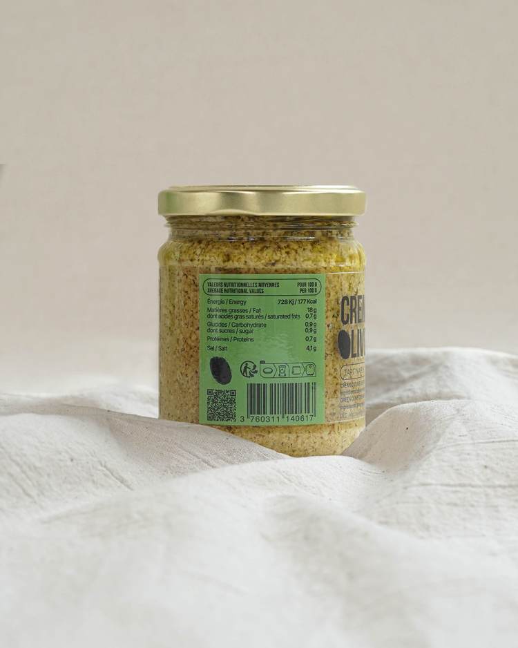 Crema di olive verdi - Crème d'olive verte sous huile d'olive - 190g