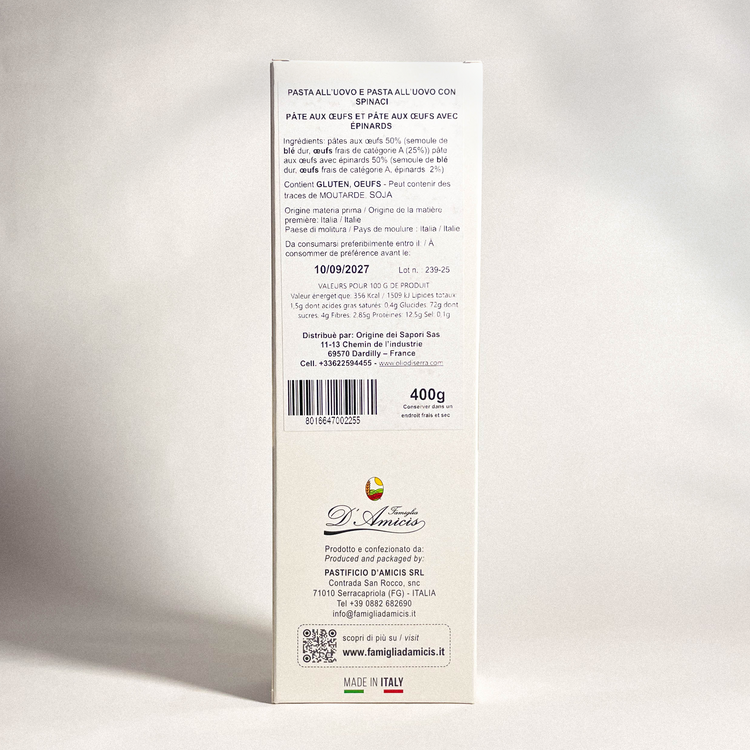 Fettuccine Paglia e Fieno - Fettuccine aux oeufs et épinards - 400g