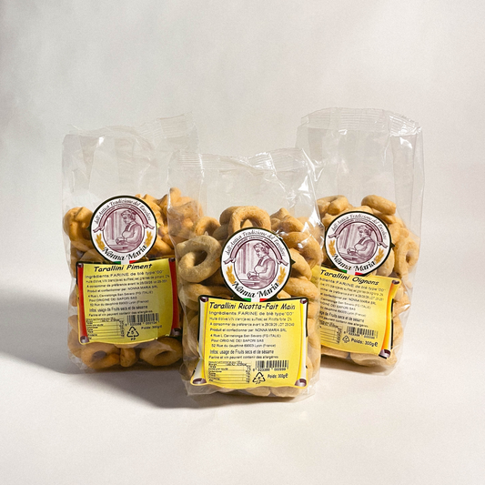 Lot de 3 gressins apéritif - Tarallini ricotta, oignon et piment