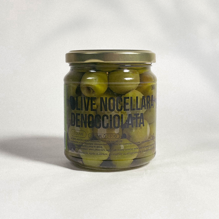 Olive Nocellara denocciolata - Olives Nocellara dénoyautées en saumure - 280g