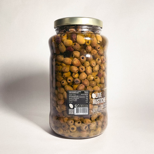 Peranzana Rustiche - Olives Peranzana dénoyautées "rustique" sous huile de tournesol - 2800g