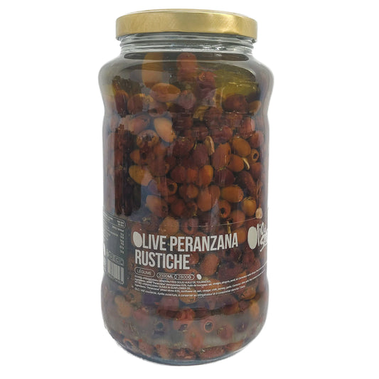 Olive Peranzana rustiche - Olives Peranzana dénoyautées " rustique" sous huile de tournesol (2800g)