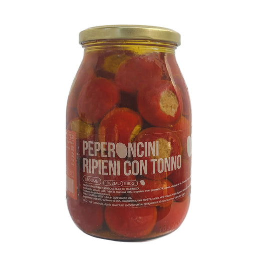 Peperoncini ripieni con tonno - Piments farçis au thon sous huile de tournesol (990g)