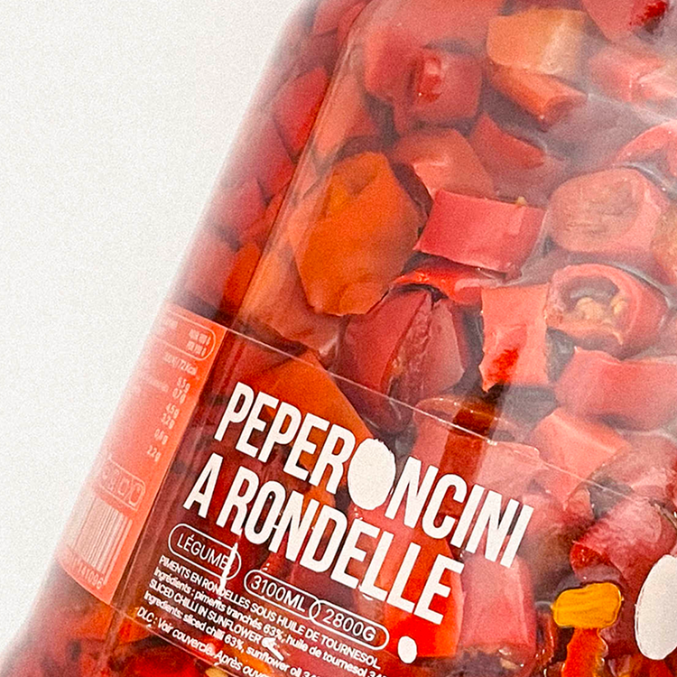 Peperoncini a rondelle (piments en rondelle sous huile de tournesol) 2800 g